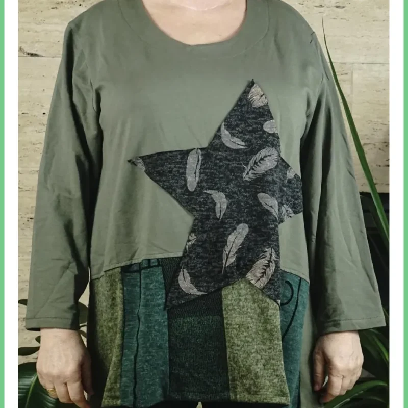 Nagyméretű női tunika/felső, 100% pamut, zöld taskatar-hu 1
