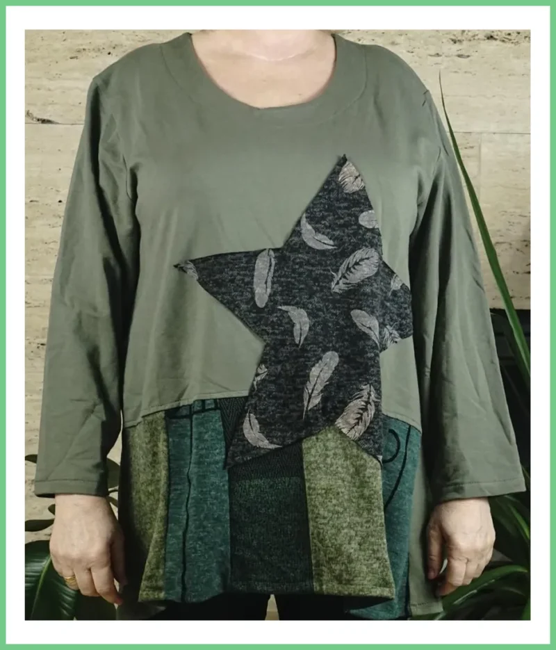 Nagyméretű női tunika/felső, 100% pamut, zöld taskatar-hu 1