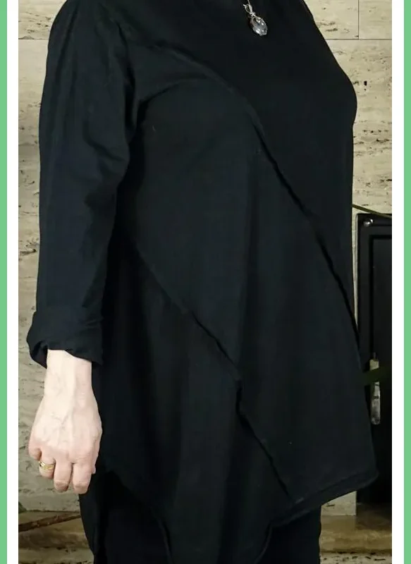 Női tunika, bő szabású, fekete taskatar-hu 2